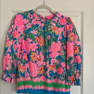 Lilly Pulitzer Pink and Blue Floral Blouse
